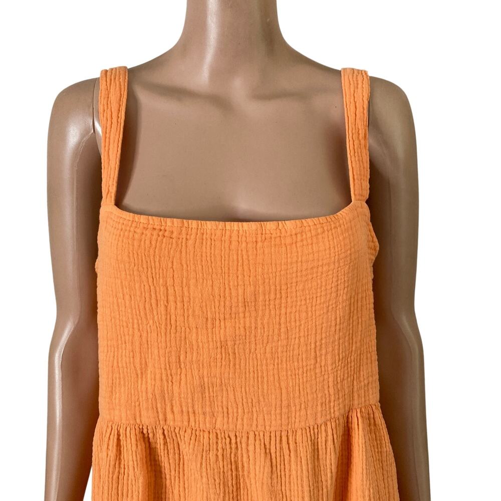S’edge Orange Gauze Tiered Sundress Boho Sleeveless Midi Dress Size L - Picture 5 of 8